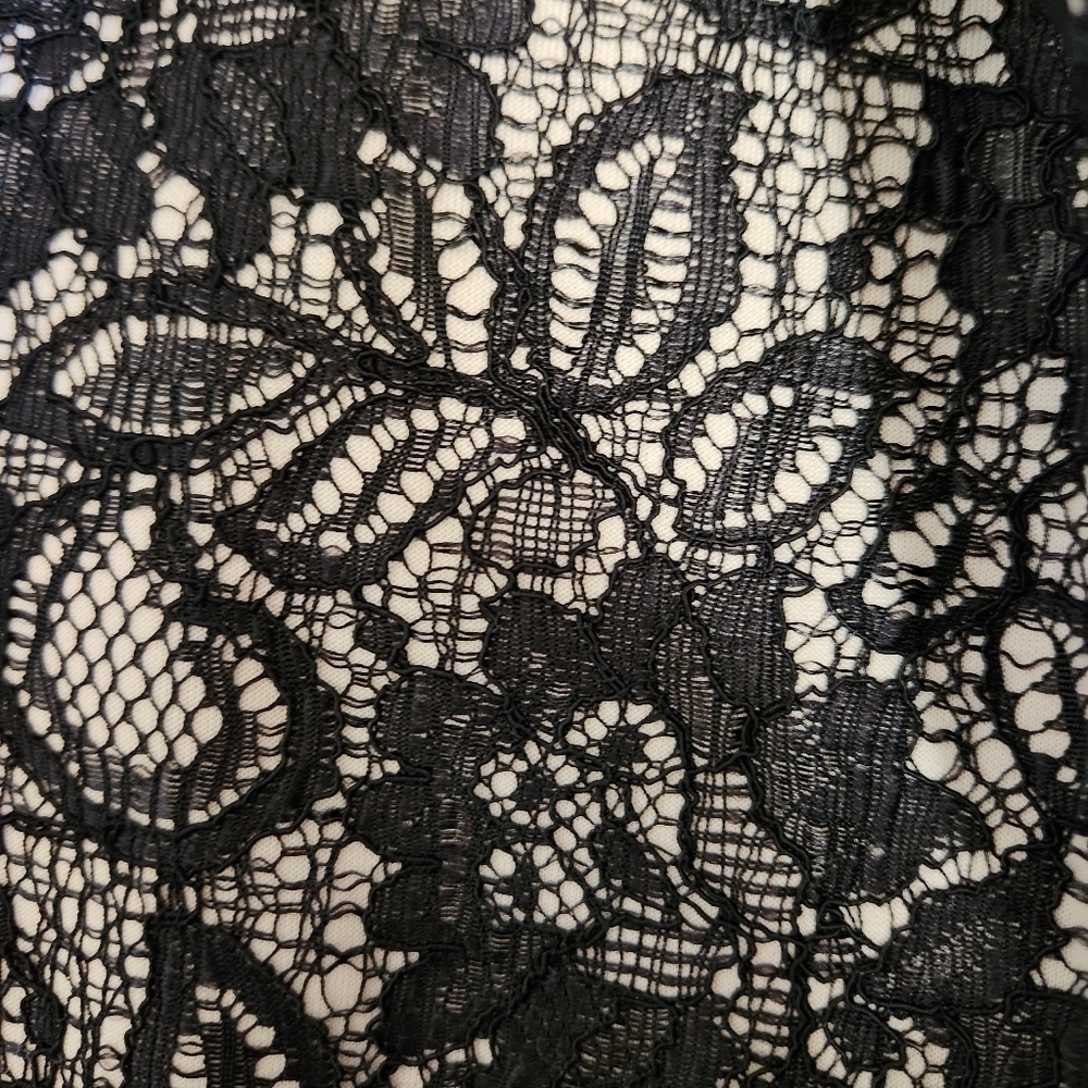UNBRANDED sleeveless fit & flare lace mini dress cream black size small - Picture 6 of 6